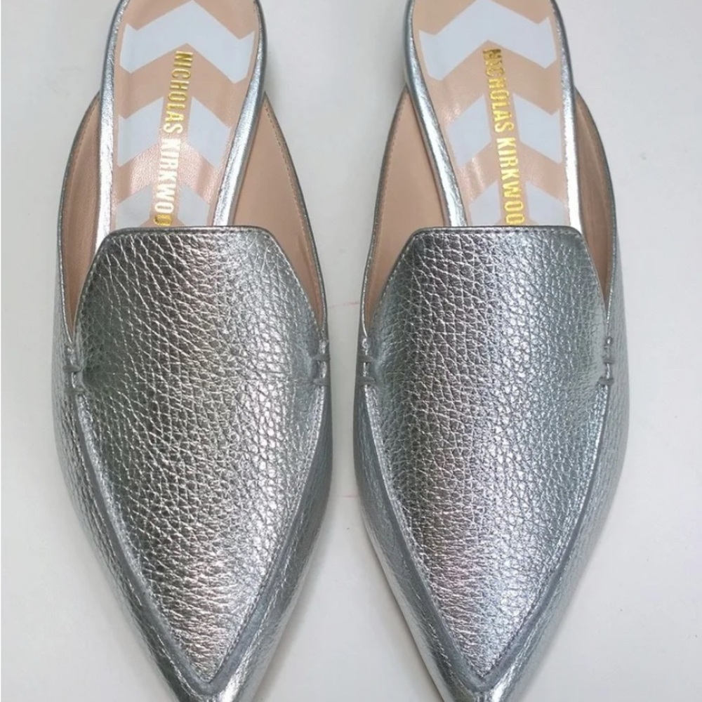 Nicholas Kirkwood Metallic Silver Mules